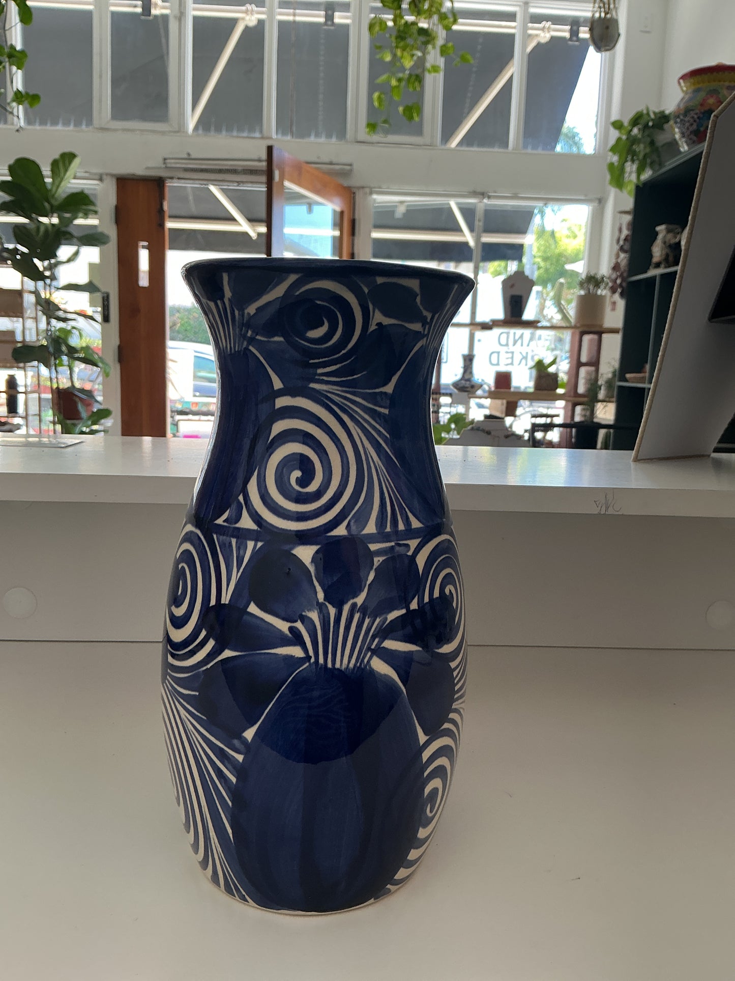 Blue ceramic vase